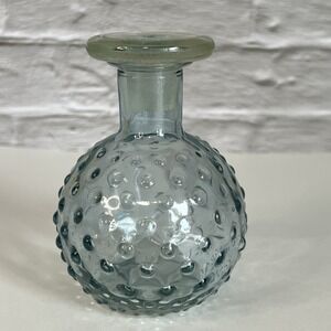 Small Hobnail Bud Vase Decanter w/ Stopper Opalescent Blue Teal